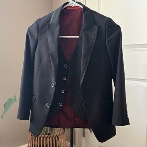 Kids premium Elegant Black Blazer and Vest Pants Set